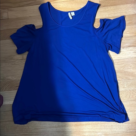 Elle Tops - Women's Blue Cold Shoulder Top